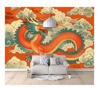 SPECUFX 3D Effect Photo Self-adhesive Wallpaper Oriental mythology dragon red 100x70cm Panoramic Wall Tapestry Mural Large Bedroom Eco-Friendly Decoration
