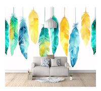 SPECUFX 3D Effect Self-adhesive Wallpaper Murals Bohemian plumage is colorful 100x70cm Photo Wall Decoration Living Room for Bedroom
