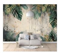 SPECUFX 3D Effect Wall Mural Decor Green banana leaves, gray concrete 100x70cm Photo Self-adhesive Wallpaper for Room Living Bedroom Large Eco-Friendly Hd Printing