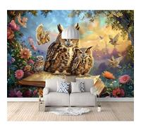 SPECUFX 3D Effect Wall Mural Decor Owls and books 100x70cm Photo Self-adhesive Wallpaper for Room Living Bedroom Large Eco-Friendly Hd Printing