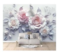 SPECUFX 3D Effect Wall Sticker Poster Modern flower white pink 100x70cm Landscape Pictures Wallpapers Art Decals for Bedroom Living Room Home Decoration