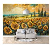 SPECUFX 3D Effect Wall Sticker Poster Watercolor sunflower floral landscape 100x70cm Landscape Pictures Wallpapers Art Decals for Bedroom Living Room Home Decoration