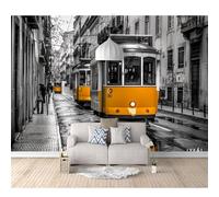 SPECUFX 3D Mural Paintings for Wall Black White City Building Yellow Car 100x70cm Effect Murals Art Design Print Home Decoration Bedroom Living Room