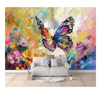 SPECUFX 3D Mural Photo Self-adhesive Wallpaper Butterflies and flowers 100x70cm Wall Classic Interior Decor Panel Bathroom Restaurant Hall Living Room Hallway Art