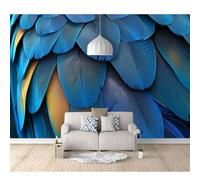 SPECUFX 3D Mural Photo Self-adhesive Wallpaper Close-up of blue parrot feathers 100x70cm Art Wall Posters Stickers for Living Room Tv Sofa Theme Hotel Corridor Background