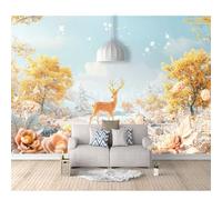 SPECUFX 3D Mural Photo Self-adhesive Wallpaper Fairy tale deer animal landscape winter 100x70cm Wall Classic Interior Decor Panel Bathroom Restaurant Hall Living Room Hallway Art