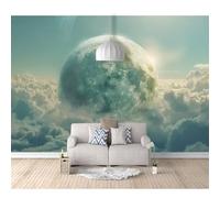 SPECUFX 3D Mural Photo Self-adhesive Wallpaper Fantasy clouds, huge moon, gray 100x70cm Wall Classic Interior Decor Panel Bathroom Restaurant Hall Living Room Hallway Art