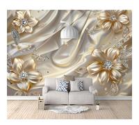 SPECUFX 3D Mural Photo Self-adhesive Wallpaper Floral beige golden butterfly 100x70cm Wall Classic Interior Decor Panel Bathroom Restaurant Hall Living Room Hallway Art