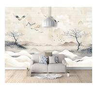 SPECUFX 3D Mural Photo Self-adhesive Wallpaper Oriental ink mountain bird landscape 100x70cm Interior Decor Panel Wall Bathroom Restaurant Hall Living Room Hallway