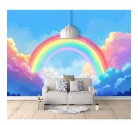 SPECUFX 3D Mural Photo Self-adhesive Wallpaper Painted rainbow clouds and stars 100x70cm Wall Classic Interior Decor Panel Bathroom Restaurant Hall Living Room Hallway Art