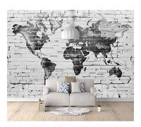 SPECUFX 3D Mural Photo Self-adhesive Wallpaper Retro brick black and white map 100x70cm Wall Classic Interior Decor Panel Bathroom Restaurant Hall Living Room Hallway Art