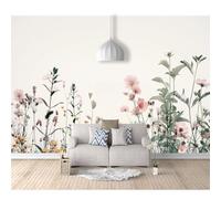 SPECUFX 3D Mural Photo Self-adhesive Wallpaper Watercolor floral grass beige 100x70cm Wall Classic Interior Decor Panel Bathroom Restaurant Hall Living Room Hallway Art