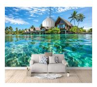 SPECUFX 3D Mural Self-adhesive Wallpaper Cottage with a view over the sea 100x70cm Wall Poster Murals Modern Living Room Bedroom Background Painting Art Posters