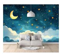 SPECUFX 3D Mural Self-adhesive Wallpaper Fantasy clouds, stars, moons 100x70cm Living Room Bedroom Background Wall Paper