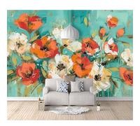SPECUFX 3D Mural Self-adhesive Wallpaper For Living Room Bedroom Oil painting poppy red 100x70cm Background Picture Wall Photo Poster