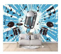 SPECUFX 3D Mural Self-adhesive Wallpaper For Living Room Bedroom Themed microphone music 100x70cm Background Picture Wall Photo Poster