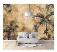 SPECUFX 3D Mural Self-adhesive Wallpaper For Living Room Bedroom Vintage rainforest banana leaf brown 100x70cm Background Picture Wall Photo Poster