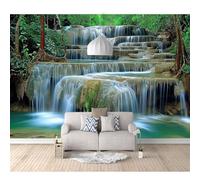 SPECUFX 3D Mural Self-adhesive Wallpaper For Living Room Bedroom Waterfall forest plant green landscape 100x70cm Background Picture Wall Photo Poster