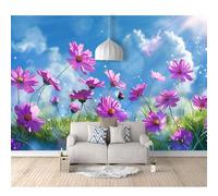 SPECUFX 3D Mural Self-adhesive Wallpaper Purple flowers, garden, meadow, sunlight 100x70cm Living Room Bedroom Background Wall Paper