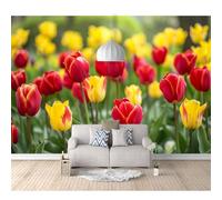 SPECUFX 3D Mural Self-adhesive Wallpaper Tulip garden flowers 100x70cm Living Room Bedroom Wall Paper Sticker Home Decor for Restaurant Hotels Decoration