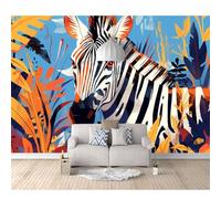 SPECUFX 3D Mural Self-adhesive Wallpaper Zebra animal painting 100x70cm Living Room Bedroom Background Wall Paper