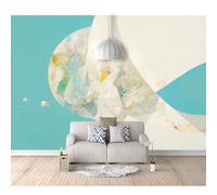 SPECUFX 3D Photo Mural Self-adhesive Wallpaper Abstract geometry cyan white 100x70cm Wall Poster Tv Background Decorative Decal Art for Room Living Bedroom Restaurant