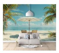 SPECUFX 3D Photo Self-adhesive Wallpaper Beach, sea, coconut palms, landscape for relaxation 100x70cm Wall Art Poster Decorative Stickers Background for Living Room Bedroom