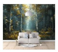 SPECUFX 3D Photo Self-adhesive Wallpaper Birch forest landscape painting 100x70cm Boy and Girl Mural Waterproof Custom Art Poster Kindergarten Childre