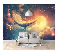 SPECUFX 3D Photo Self-adhesive Wallpaper Fantasy cartoon whale sky sunshine 100x70cm Bedroom Living Room Theme Stereoscopic Mural Wall Posters Art