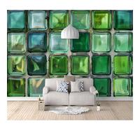 SPECUFX 3D Photo Self-adhesive Wallpaper Green clear glass geometry 100x70cm Bedroom Living Room Theme Stereoscopic Mural Wall Posters Art