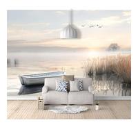SPECUFX 3D Photo Self-adhesive Wallpaper Lake boat plant landscape 100x70cm Bedroom Living Room Theme Stereoscopic Mural Wall Posters Art