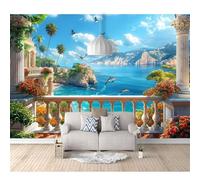 SPECUFX 3D Photo Self-adhesive Wallpaper Landscape, beach, mountains, dolphins, nature 100x70cm Wall Art Posters Stickers for Living Room Tv Sofa Theme Hotel Corridor Background Painting
