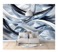SPECUFX 3D Photo Self-adhesive Wallpaper Mural Abstract curves, black, white 100x70cm Living Room The Wall for Bedroom border