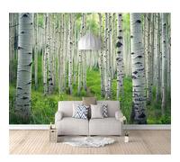 SPECUFX 3D Photo Self-adhesive Wallpaper Mural Birch forest green landscape 100x70cm Effect Living Room Office Bedroom Dining Corridor Wall Posters