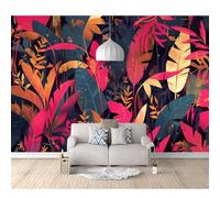SPECUFX 3D Photo Self-adhesive Wallpaper Mural Colorful abstract leaf plant watercolor 100x70cm Living Room The Wall for Bedroom border