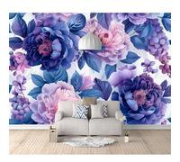 SPECUFX 3D Photo Self-adhesive Wallpaper Mural Purple peony flowers 100x70cm Living Room The Wall for Bedroom border