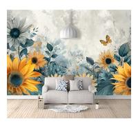 SPECUFX 3D Photo Self-adhesive Wallpaper Mural Sunflower flower watercolor 100x70cm Effect Living Room Office Bedroom Dining Corridor Wall Posters