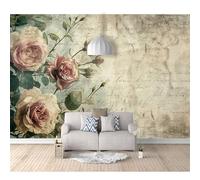 SPECUFX 3D Photo Self-adhesive Wallpaper Mural Vintage rose floral text 100x70cm Living Room The Wall for Bedroom border