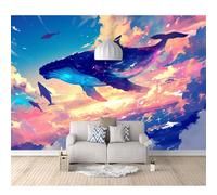 SPECUFX 3D Photo Self-adhesive Wallpaper Murals Whales are beautiful marine animals 100x70cm Pattern Stickers Home Room Wall Poster Decoration for Living Office Bedroom Dining Art