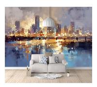 SPECUFX 3D Photo Self-adhesive Wallpaper Oil painting modern city night scene 100x70cm Bedroom Living Room Theme Stereoscopic Mural Wall Posters Art