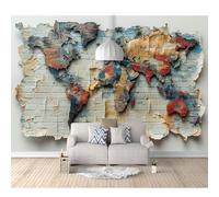 SPECUFX 3D Photo Self-adhesive Wallpaper Retro brick black and white map 100x70cm Boy and Girl Mural Waterproof Custom Art Poster Kindergarten Childre