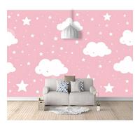 SPECUFX 3D Self-adhesive Wallpaper Cartoon girl pink clouds with stars 100x70cm Living Room TV Wall Bedroom Large murals Custom 3d Self-adhesive Wallpaper living room the wall for bedroom Mural