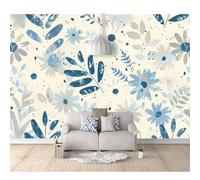 SPECUFX 3D Self-adhesive Wallpaper Flower leaves watercolor blue 100x70cm Living Room TV Wall Bedroom Large murals Custom 3d Self-adhesive Wallpaper living room the wall for bedroom Mural