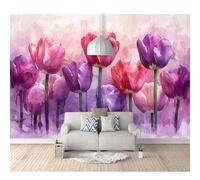 SPECUFX 3D Self-adhesive Wallpaper Huge purple tulip flowers 100x70cm Bedroom murals Boys and Girls Room Decor Home Living tv Background Large Wall Mural