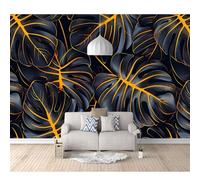 SPECUFX 3D Self-adhesive Wallpaper Large Mural Photo leaves are golden-blue 100x70cm Poster Decorative Home Decoration for Teen Dorm Boy Girl Room Living