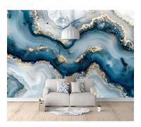 SPECUFX 3D Self-adhesive Wallpaper Large Mural Photo Marbled blue gold 100x70cm Poster Decorative Home Decoration for Teen Dorm Boy Girl Room Living