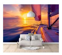 SPECUFX 3D Self-adhesive Wallpaper Large Mural Photo Sunset sea sailboat landscape 100x70cm Poster Decorative Home Decoration for Teen Dorm Boy Girl Room Living
