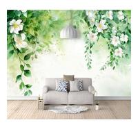 SPECUFX 3D Self-adhesive Wallpaper Large Mural Photo Watercolor green weeping flowers 100x70cm Poster Decorative Home Decoration for Teen Dorm Boy Girl Room Living