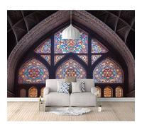 SPECUFX 3D Self-adhesive Wallpaper Murals Stained glass windows for ancient buildings 100x70cm Photo Pattern Stickers Home Room Wall Poster Decoration for Living Office Bedroom Dining Art