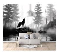 SPECUFX 3D Self-adhesive Wallpaper Murals Wild Animals Wolf Forest Mountain 100x70cm Photo Wall Mural Effect Decoration Self-adhesive Wallpaper Living Room for Bedroom Posters Art